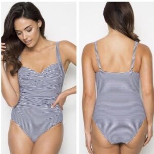 NIP TUCK Bond-Eye Australia Striped Joanne Twist Front  Tummy Control Swimsuit